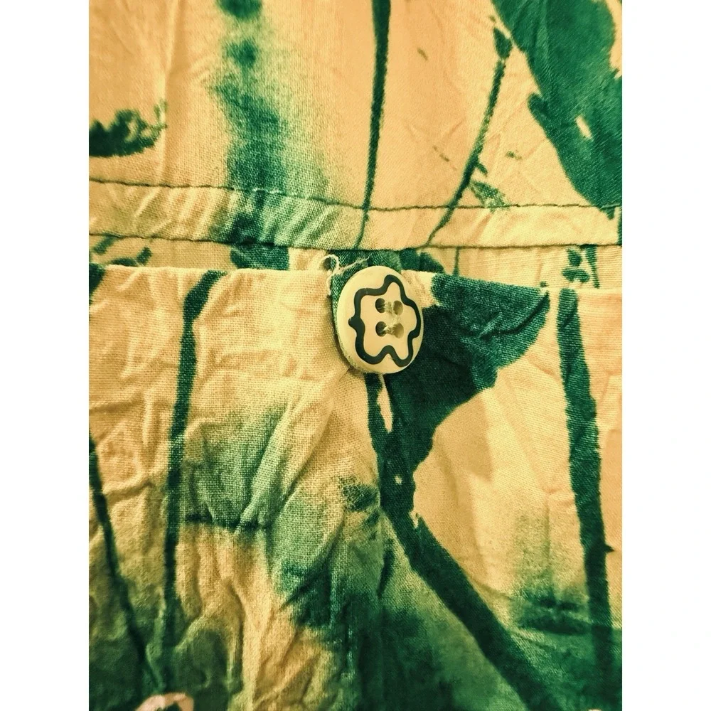 VTG‎ Jams World Maxi Dress L Herb Daisies Art Print 90s Whimsigoth Resort